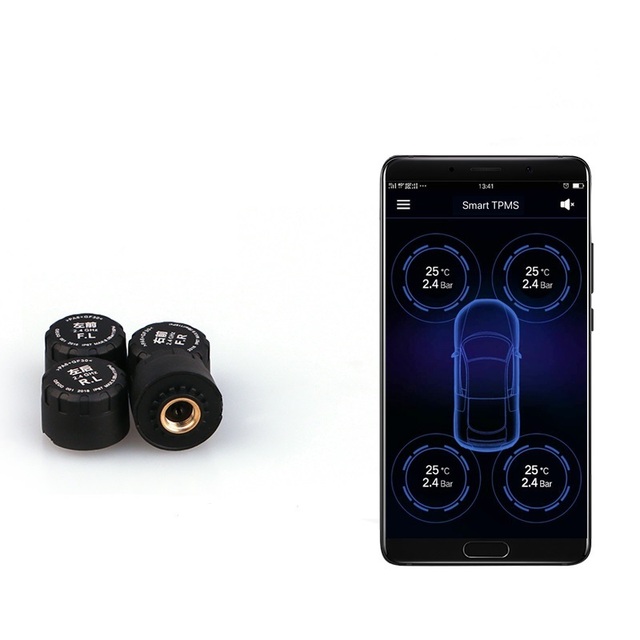 Smart Phone Alarm Car TPMS Tyre External Sensors 2.4GHz BLE Wireless Tire Pressure Monitoring System