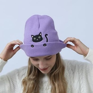 <span class=keywords><strong>Chat</strong></span> mignon brodé imperméable tricoté chapeau extérieur chaud bonnets casquette Street Style Penny casquette avec <span class=keywords><strong>chat</strong></span> sur la tête <span class=keywords><strong>Image</strong></span> - Product Image 2