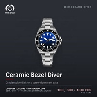 Montre de plongée OEM avec lunette en céramique, logo personnalisé, étanche 300M, verre saphir, montre-bracelet à quartz à marque privée