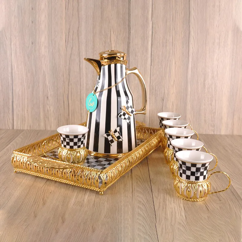 Arabische Dubai Glas Isolier flasche Vakuum arabische Kaffee-und Teekanne Dallas Krüge Geschenkset