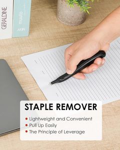 <strong>Foska</strong> Black Metal Letter Opener Curved Pen-Shaped Design No Paper Tear Handheld <strong>Staple</strong> Puller Stick for Office Home &amp; School - Product Image 2