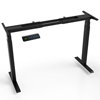 Bureau assis-debout électrique à double moteur, pieds à 3 niveaux, capacité de charge de 800 N, bureau à hauteur réglable, largeur contemporaine, bois extensible