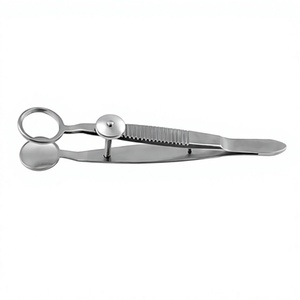 Chalazion Forcep Small <b>3</b> 5/8 <b>Inch</b> Ophthalmic Surgical Instrument with Locking Thumb <b>Screw</b> Flat Handle - Product Image 3