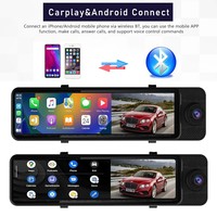 Cámara de Coche con 3 Cámaras, Triple Vista Frontal, Trasera y Derecha, 1080P, Espejo Retrovisor, DVR con GPS, Carplay y Android Auto, WIFI, Aplicación para Teléfono