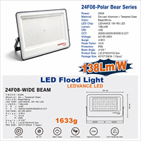 Reflector LED KCD Sports de 200W para Estadios de Fútbol y Campos Deportivos, IP65