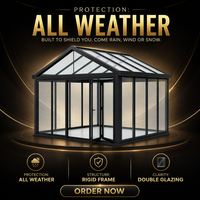 Solarium en verre à double vitrage en alliage d'aluminium et de magnésium noir pour patio, villa, jardin