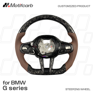 พวงมาลัยคาร์บอนไฟเบอร์ฟอร์จแบบกำหนดเองสำหรับ BMW M240i M340i M440i X3M X4M X5M X6 X7 G20 G21 G29 G30 G80 G82 พร้อมด้ามจับสีน้ำตาล - Product Image 2