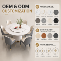 Ensemble rond de table à manger en marbre de luxe, extensible et pliable, 6 places, meubles rectangulaires en métal peu encombrants