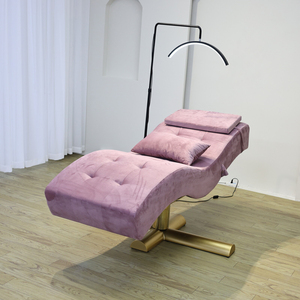 Cama de pestañas rosa de cuero sintético de terciopelo de elevación ajustable cama de salón de belleza eléctrica silla estética - Product Image 6
