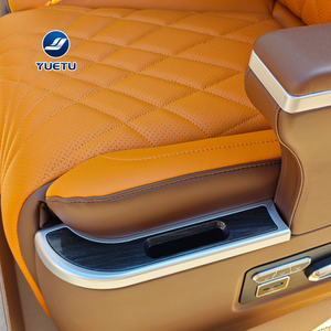 Asiento Ejecutivo Modificado para Sprinter W910, Asiento MPV de Cuero Acolchado con Diseño de Diamantes en Color Naranja con Reposapiés - Product Image 2