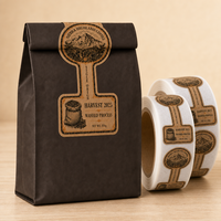 Étiquette autocollante personnalisée en papier kraft mat découpée au laser avec logo pour pots à café, sachets et bouteilles d'emballage
