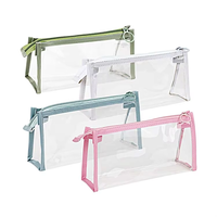 Trousse à crayons transparente moderne grande capacité personnalisée en gros, étui triangulaire en tissu imperméable pour l'école et le bureau