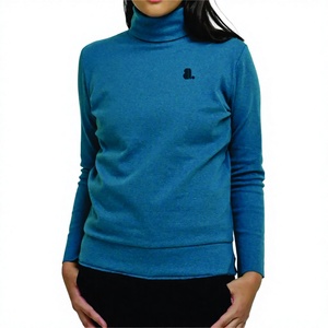 T-shirt décontracté d'été pour femme à col roulé, manches longues, 100 % coton biologique, avec logo, séchage rapide, respirant, écologique - Product Image 1