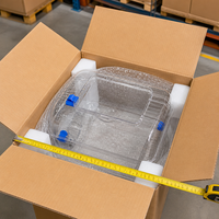 Kit Cage Complète pour Hamster et Gerbil Bleu avec Plateforme, Bouteille d'Eau et Roue - Habitat Multi-Niveaux Tout-en-un 5 Pièces en Plastique Transparent/ABS