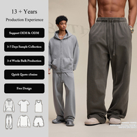 Pantalones Deportivos de Pierna Recta, Diseño Hip Hop, 100% Algodón, 480 GSM, Peso Pesado, Estilo Vintage, Lavado a la Piedra, para Hombre