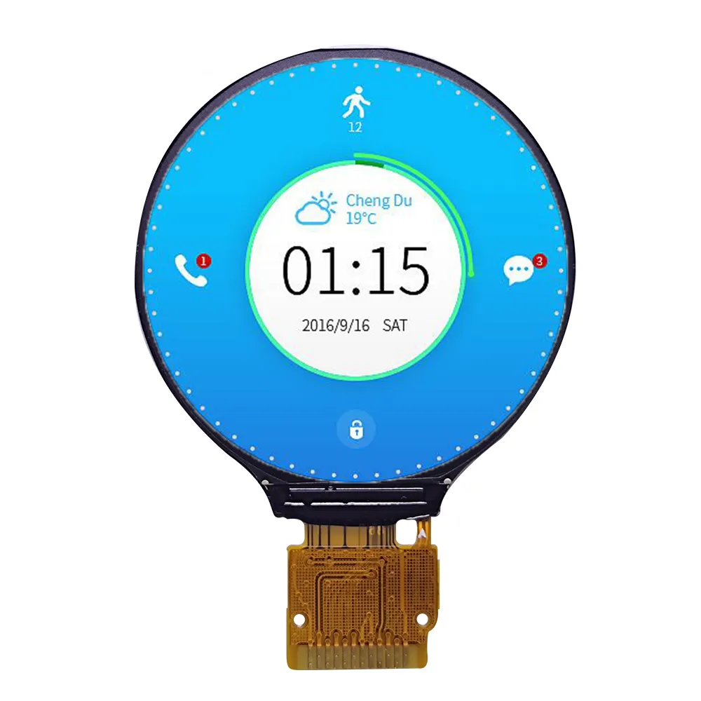 1, 28 Zoll 1,28 ''runder TFT 240 X240 Farben LCD 12pin 400cd kreisförmige Anzeige Modul 4-Linie SPI LH128R-IG01 Smartwatch