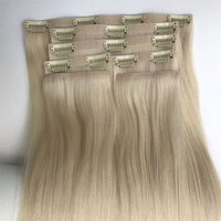 Extensions de cheveux naturels russes vierges à clipser, couleur claire, tissage machine, 100 % cheveux humains