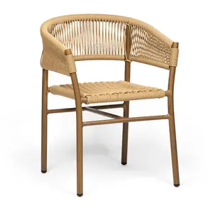 (E7110) chaise de salle à manger en rotin, corde de café d'extérieur, mobilier de restaurant