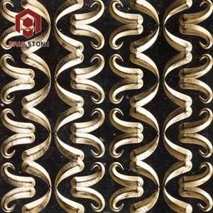 Hotel interior 3D Cnc tallado piedra caliza blanca Oro Negro decoración de pared azulejos mármol - Product Image 4