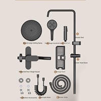 Système de douche thermostatique complet noir mat avec pommeau de pluie et douchette à main pour salle de bain