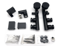 Kit de quincaillerie moderne en acier inoxydable noir pour porte de douche coulissante carrée avec roulettes en verre pour salle de bain et hôtel