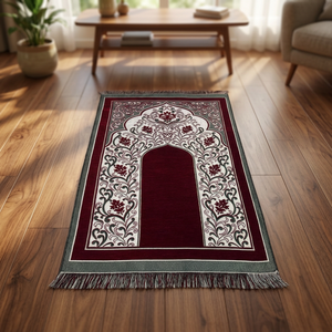 Tapis de prière Janamaz réversible et pliable en polyester, de style kilim doux, lavable à la maison, pour le ramadan, pour les musulmans - Product Image 3