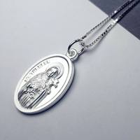 Bijoux religieux Madonna en argent sterling S925 ST. THERESE Pendentif catholique en argent 925 Charm pour homme et femme