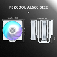 FEZCOOL AL660 Pendingin Udara CPU Dual-Tower Kipas PWM Rendah Kebisingan 1700/AM4/AM5 ARGB Bantalan Cairan Tembaga-aluminium Bonding ARGB