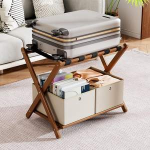 Étagère double en <span class=keywords><strong>bambou</strong></span> au-dessus pour ceinture en nylon en dessous pour la plateforme - Deux en un, rangement familial multifonctionnel, décorations - Product Image 1