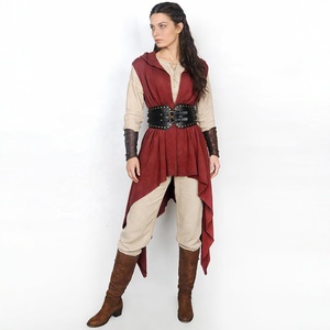 Costume da Arciere Medievale per Donna, Set con Cappuccio, Gilet Irregolare, Cintura Larga in Pelle, Outfit Rinascimentale <span class=keywords><strong>Robin</strong></span> Hood, Costume da Cacciatore di Foresta per Halloween - Product Image 4