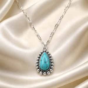 Collana vintage con pendente esagerato a forma di goccia d'acqua in turchese, regalo per feste da donna - Product Image 5