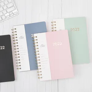 Wholesale Cover Custom Spiral PU Leather Agenda 12 Months Daily Calendar Planner 2022