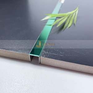 Bordure de carrelage en acier inoxydable poli miroir, couleur unie, pour sol intérieur, forme en U, imperméable, durable, pour appartement - Product Image 1