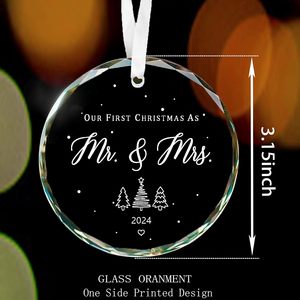3.15" Clear <b>Champagne</b> Crystal Glass Christmas Tree Ornament Floral Pattern Laser Printing Polished Finish-Brilliant Brand - Product Image 4