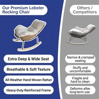 Fauteuil à bascule moderne en forme de homard, canapé paresseux d'intérieur, fauteuil d'appoint en osier tressé à la main, confort nuageux, pour salon