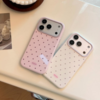 Coque Esthétique de Luxe à Pois Compatible iPhone 18 17 16 Pro Max Style INS Couleur Macaron Housse Souple en TPU