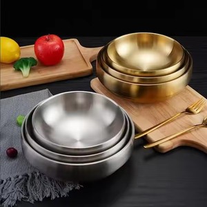Vente en gros de bols à soupe coréens à double paroi en acier inoxydable 304, bols à nouilles en métal, bols à <span class=keywords><strong>ramen</strong></span> dorés, bols pour restaurant et maison - Product Image 2