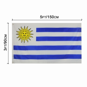 Bandera de Uruguay de Poliéster con Logotipo Personalizado, Impresión en Satén, Bandera Nacional de Uruguay, Diseño de Línea Azul y Blanca, Banderas de 3x5 2x3 - Product Image 2
