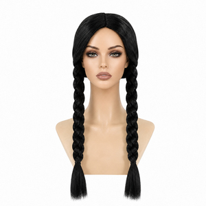 <span class=keywords><strong>Perruque</strong></span> noire à double tresses, <span class=keywords><strong>perruque</strong></span> cosplay Wednesday <span class=keywords><strong>Addams</strong></span>, <span class=keywords><strong>perruque</strong></span> synthétique de la famille <span class=keywords><strong>Addams</strong></span> pour Halloween, fête costumée - Product Image 2