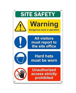 <span class=keywords><strong>Cartello</strong></span> di Sicurezza per Cantieri Edili di Alta Qualità 30x45 cm in Alluminio Antiruggine - Testo Grassetto - Facile Installazione - Product Image 1