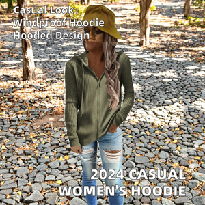 เสื้อฮู้ดแฟชั่นใหม่สำหรับผู้หญิง ฤดูใบไม้ร่วง-ฤดูหนาว ปี 2024 สีพื้น สวมใส่สบาย ทรงหลวม มีซิป แขนยาว มีฮู้ด - Product Image 3