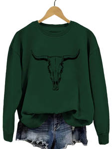 เสื้อสเวตเตอร์คอกลมแขนยาวพิมพ์ลายหัวกระทิงสุดเท่ ลดราคาพิเศษ - Product Image 5