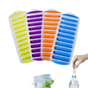 Popsicle Kem khuôn mỏng dính Ice Cube khay tái sử dụng dài Hẹp Silicone Ice Cube khuôn mẫu với nắp