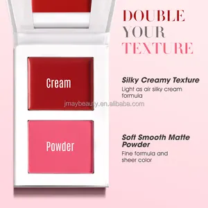 Offre Spéciale 2 en 1 crème et poudre rose blush logo personnalisé mat crème blush joues maquillage haute pigmentation crème blush