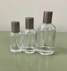 Frasco de vidro recarregável vazio reutilizável cosmético personalizado de vendas quentes frasco de perfume redondo com bomba de spray de 30ml