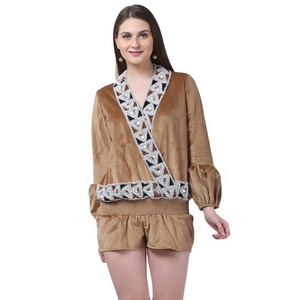 Robe d'été moderne pour femme, style ethnique traditionnel haute couture, broderie perlée, couleur camel, décoration en dentelle, 100% unie - Product Image 1