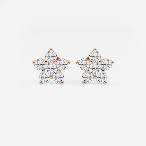 Boucles d'oreilles clous fleur en diamant rond de 1 1/2 carat cultivé en laboratoire, bijoux élégants et étincelants, parfaits pour le quotidien et les occasions spéciales - Product Image 4