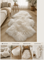 Tapis en fourrure de mouton tibétain bouclée naturelle, véritable peau de mouton, pour la décoration de la maison