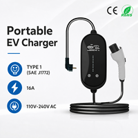 Chargeur EV portable 16A, station de recharge pour véhicules électriques de niveau 2, J1772 Type 1, 3,5 kW, 110 V-240 V, EVSE, IP65, étanche, chargeur domestique