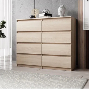 Comò <span class=keywords><strong>Moderno</strong></span> per Soggiorno <span class=keywords><strong>con</strong></span> 8 Cassetti, Mobile Contenitore, Toeletta, <span class=keywords><strong>Arredamento</strong></span> Camera da Letto, Comodino Antico in Legno di Quercia - Product Image 2